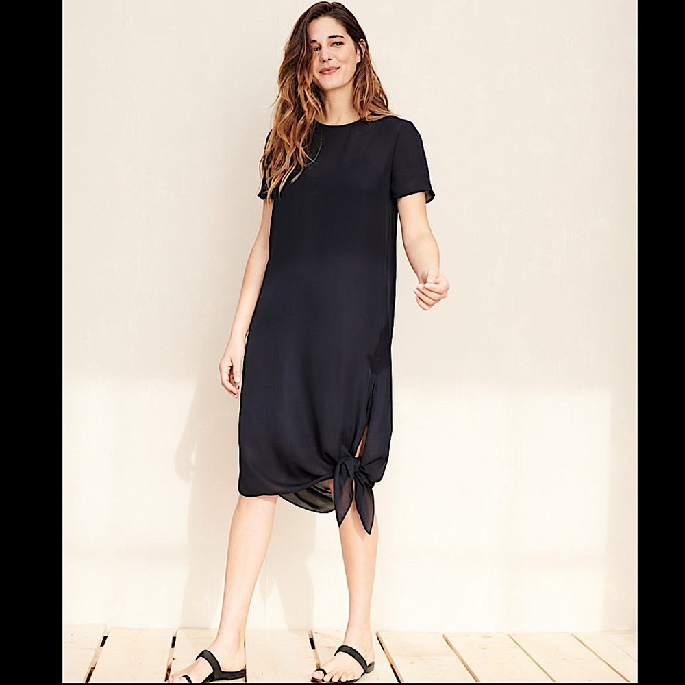 NWT Jenni Kayne silk tie navy dress -sz XS